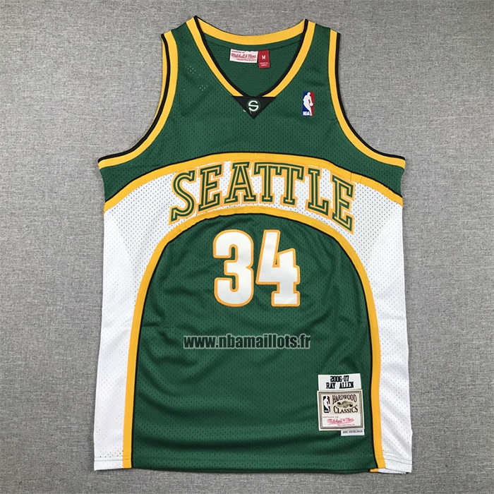 Maillot Seattle Supersonics Ray Allen NO 34 Mitchell & Ness 2006-07 Vert